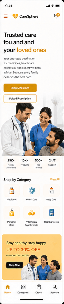 Healthcare E-Commerce Storefront Home mobile light preview