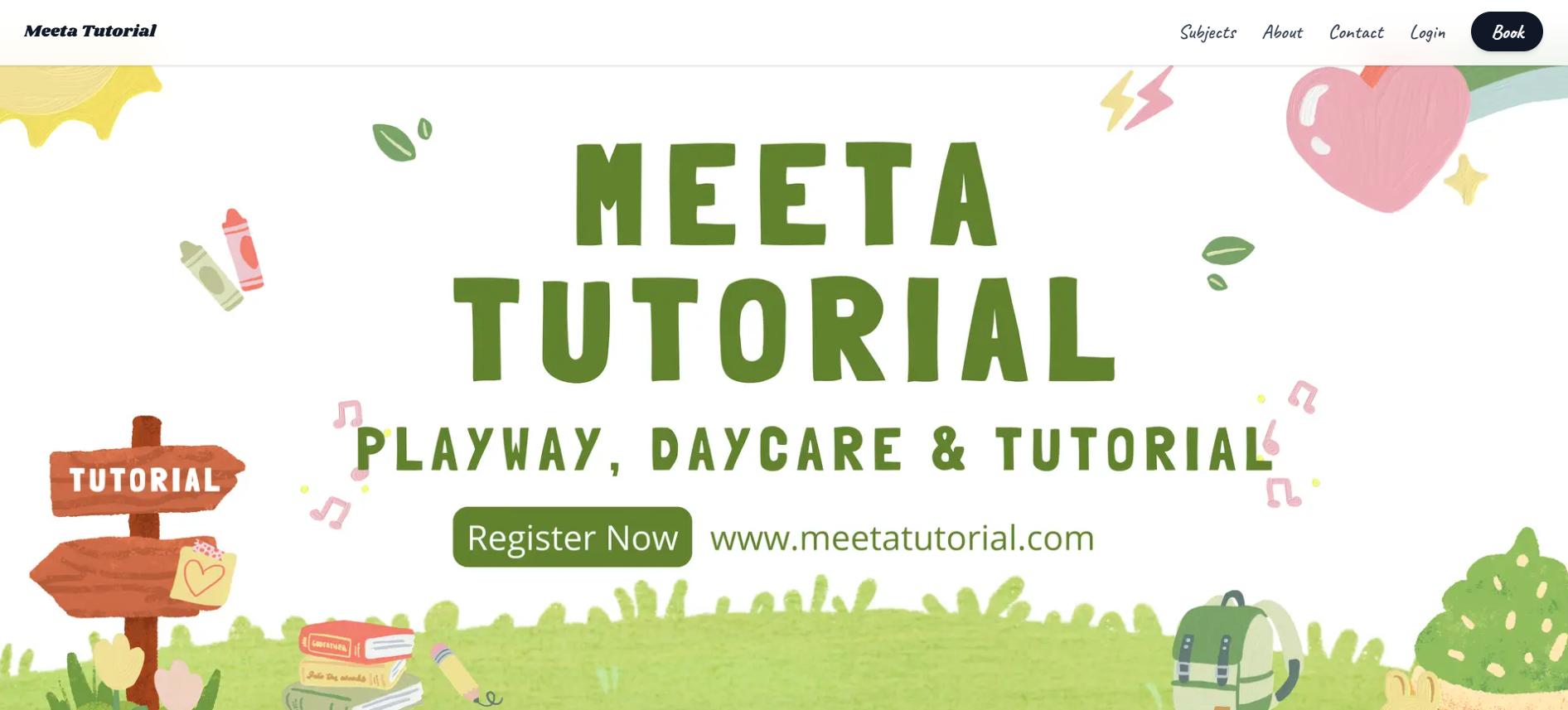Preview of the Meeta Tutorial education website homepage